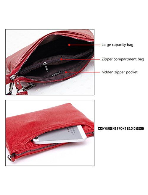Artwell Genuine Leather Crossbody Bag For Women Small Tassel Shoulder Bag Zipper Clutch Phone Wallet Purse