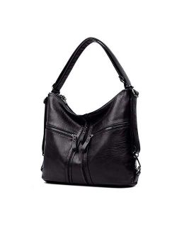 Women Handbag Shoulder Tote Zipper Purse PU Leather Top-handle Satchel Bags Convertible Ladies Backpack