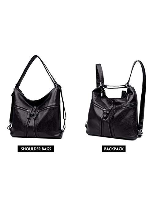 Artwell Women Handbag Shoulder Tote Zipper Purse PU Leather Top-handle Satchel Bags Convertible Ladies Backpack