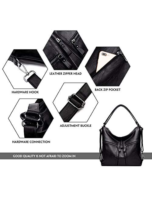 Artwell Women Handbag Shoulder Tote Zipper Purse PU Leather Top-handle Satchel Bags Convertible Ladies Backpack