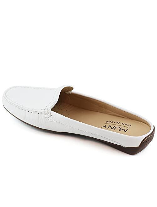 MARC JOSEPH NEW YORK Womens Casual Genuine Leather Flat Mules Sandals Closed Toe Backless Comfortable Lightweight Fashion Loafer with Venetian Detail Slip-on Slides