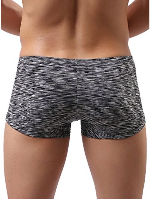IKINGSKY Men's Stretch Boxer Briefs Underwear Sexy Low Rise Men Pouch Shorts
