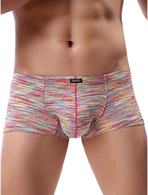 IKINGSKY Men's Stretch Boxer Briefs Underwear Sexy Low Rise Men Pouch Shorts