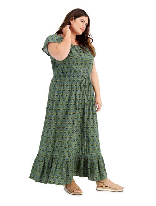 Style & Co Plus Size On/Off-Shoulder Maxi Dress, Created for Macy's