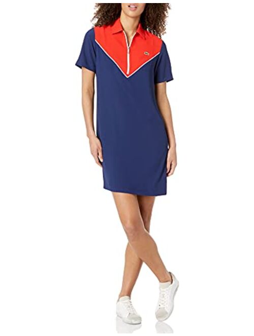 Lacoste Women's Short Sleeve Colorblock Zip Placket Dress