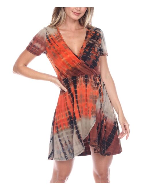 White Mark Women's V-neck Wrap Dress