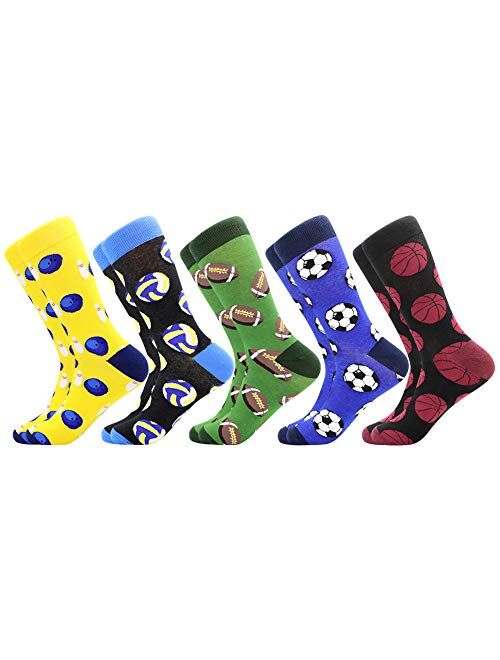 Bonangel Men's Funny Dress Socks,Fun Colorful Socks,Crazy Novelty Funky Cool Cute Design Printed Crew Socks,Casual Socks