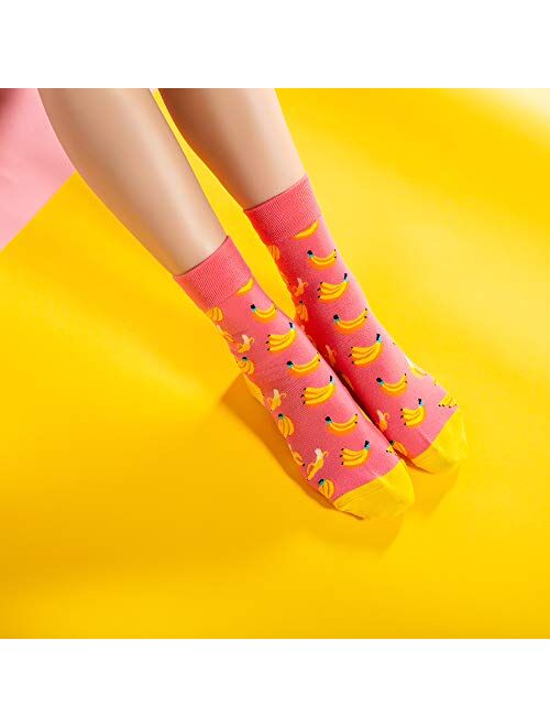 Bonangel Women's Girls Novelty Funny Crew Socks,Crazy Cute Animal Food Design Socks Cotton,Girl's Gift