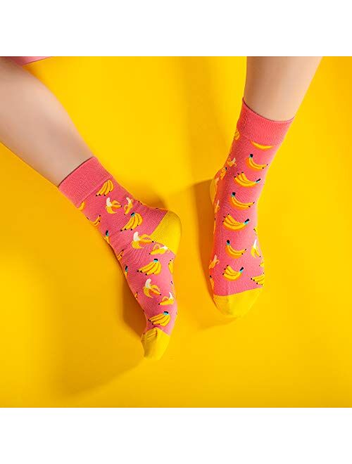 Bonangel Women's Girls Novelty Funny Crew Socks,Crazy Cute Animal Food Design Socks Cotton,Girl's Gift