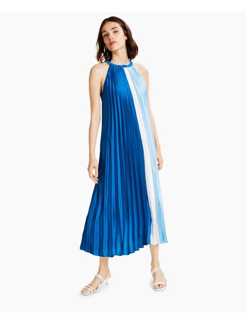 Alfani Colorblocked Pleated Midi Dress, Created for Macy's
