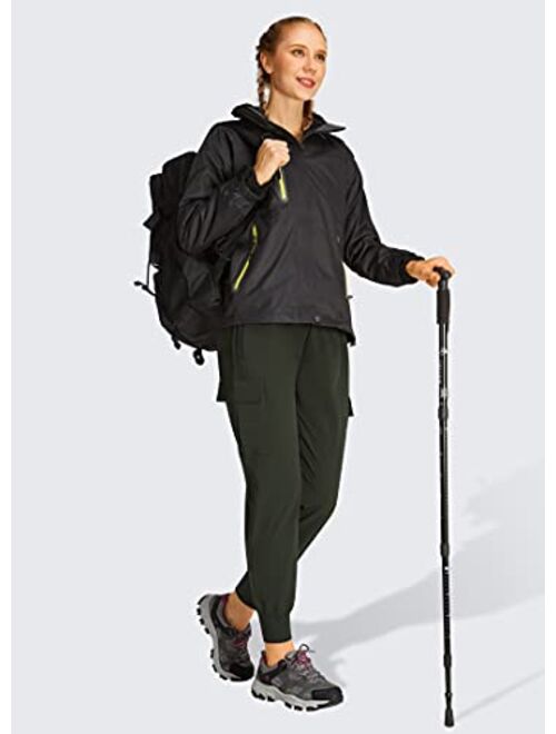 PHISOCKAT Women's Hiking Cargo Pants Outdoor Lightweight Quick Dry Joggers Water Resistant UPF 50 Zipper Pockets
