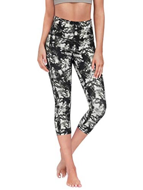 PHISOCKAT High Waisted Pattern Leggings with Pockets, Tummy Control 4 Way Stretch Women Yoga Pants