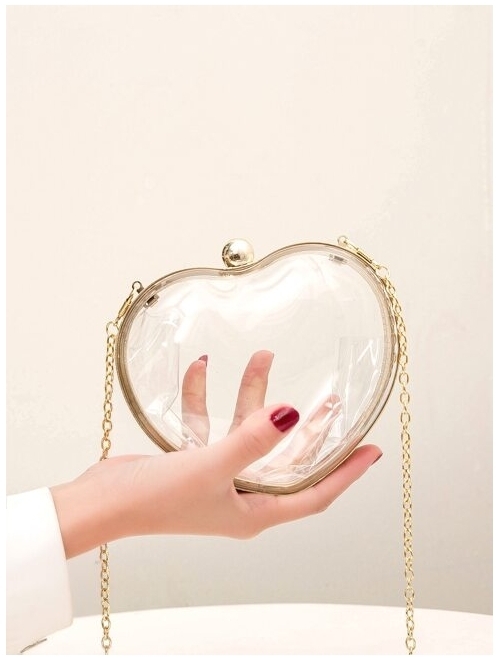 LETODE Women Heart-shaped Clutch Purse Transparent Acrylic Evening Bags Handbag For Bride Wedding Party Prom