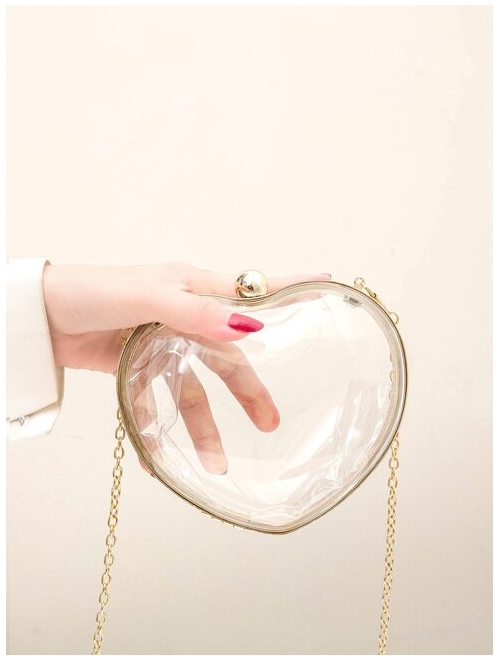 LETODE Women Heart-shaped Clutch Purse Transparent Acrylic Evening Bags Handbag For Bride Wedding Party Prom