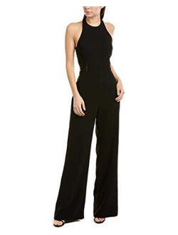 Women's Sleeveless High-Neck Jumpsuit with Strip Applique