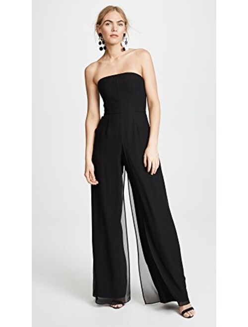 Halston Heritage Women's Strapless Jumpsuit with Flowy Pants