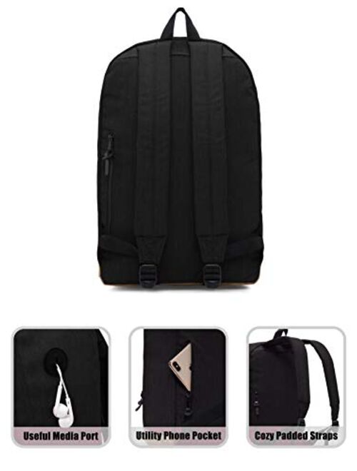 HotStyle 936Plus Classic Backpack Casual Daypack Stylish Bookbag, Black
