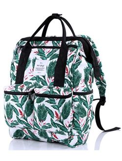 DISA 14" Work Backpack for Women, Doctor-bag Style Bookbag Cute for Travel, College & School, Botanical White