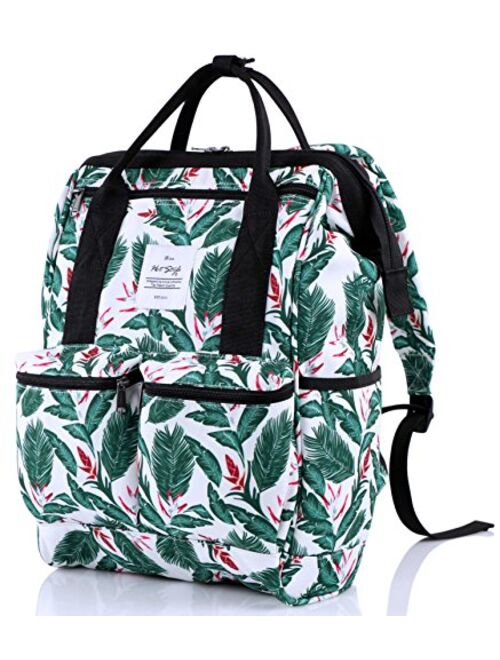 HotStyle DISA 14" Work Backpack for Women, Doctor-bag Style Bookbag Cute for Travel, College & School, Botanical White