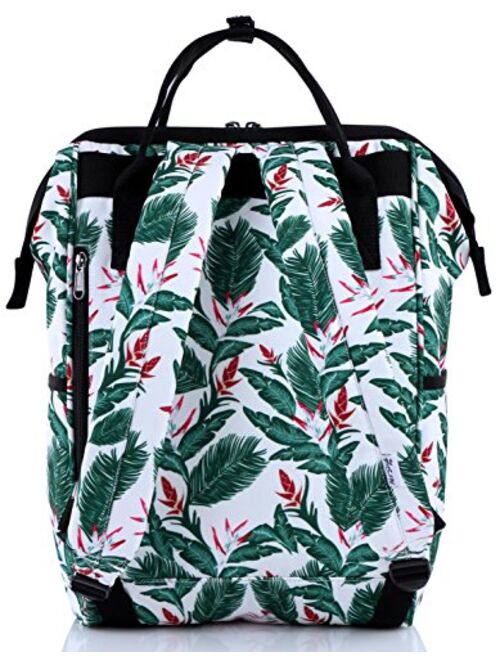 HotStyle DISA 14" Work Backpack for Women, Doctor-bag Style Bookbag Cute for Travel, College & School, Botanical White