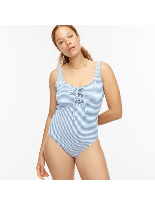 J.Crew Lace-up one-piece in faded stripe