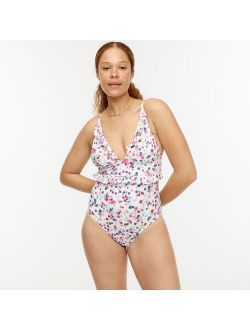 Ruffle V-neck one-piece in little blooms