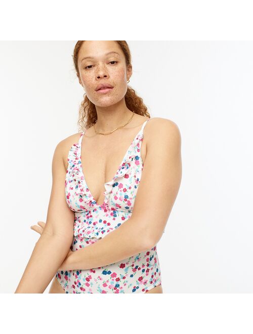 J.Crew Ruffle V-neck one-piece in little blooms