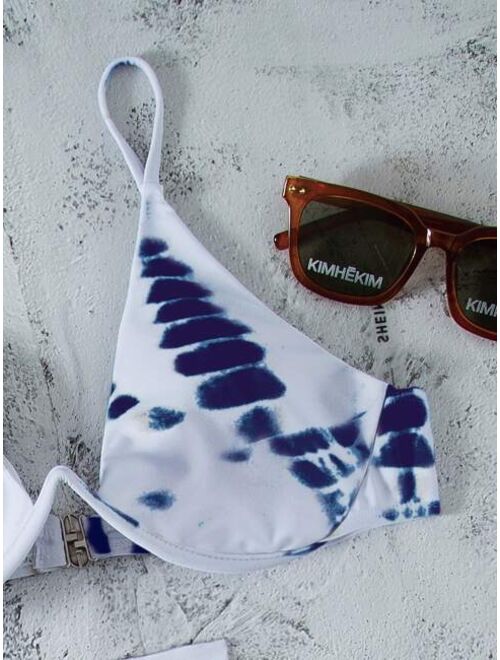 Shein 3pack Tie Dye Underwire Bikini Swimsuit & Beach Skirt