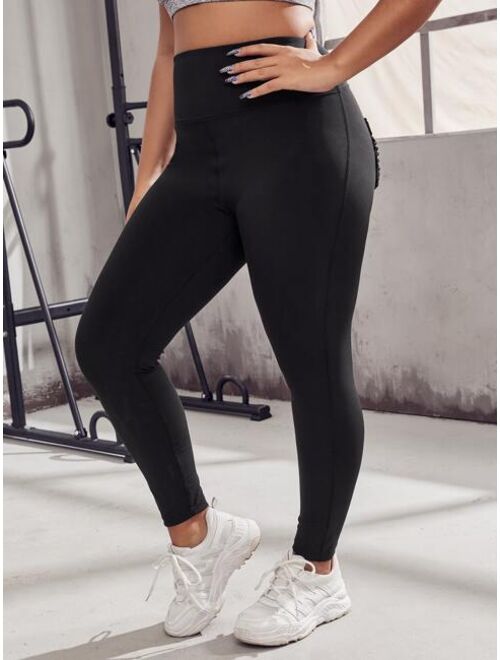 Shein Plus Pocket Patched Scrunch Butt Sports Leggings