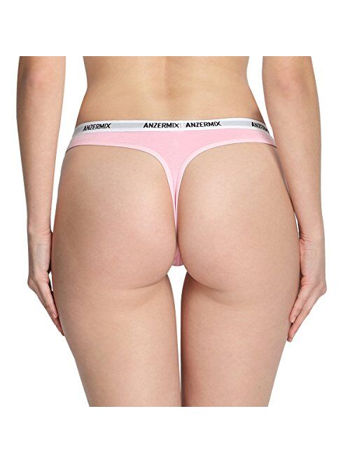 Anzermix Women's Breathable Cotton Thongs Panties Pack of 6