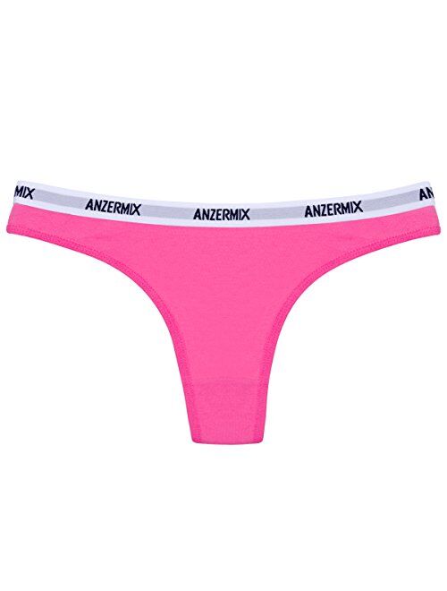 Anzermix Women's Breathable Cotton Thongs Panties Pack of 6