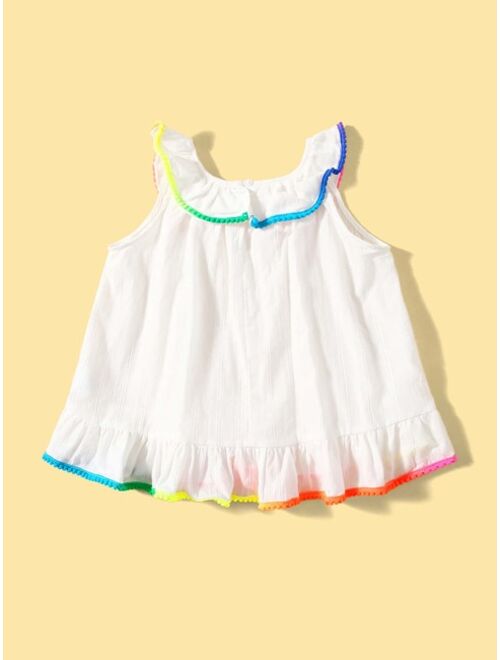 SHEIN Toddler Girls Rainbow-binding Trim Top