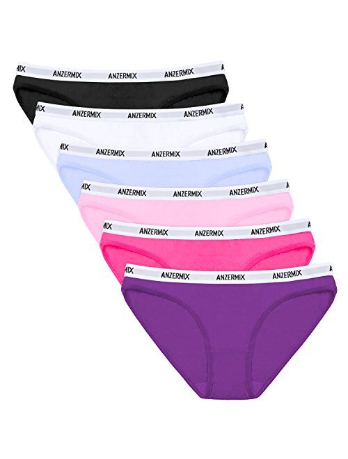 Anzermix Women's Breathable Comfort Cotton Bikini Panties Pack of 6