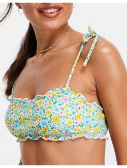 Nobody's Child frilly bikini top in retro floral - part of a set