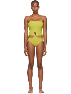 Christopher Esber Green Looped Adjustable Strapless One-Piece Swimsuit