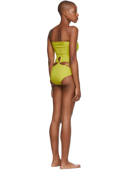 Christopher Esber Green Looped Adjustable Strapless One-Piece Swimsuit