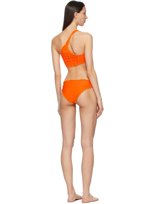 Sherris Orange Ruffle One Strap Bikini