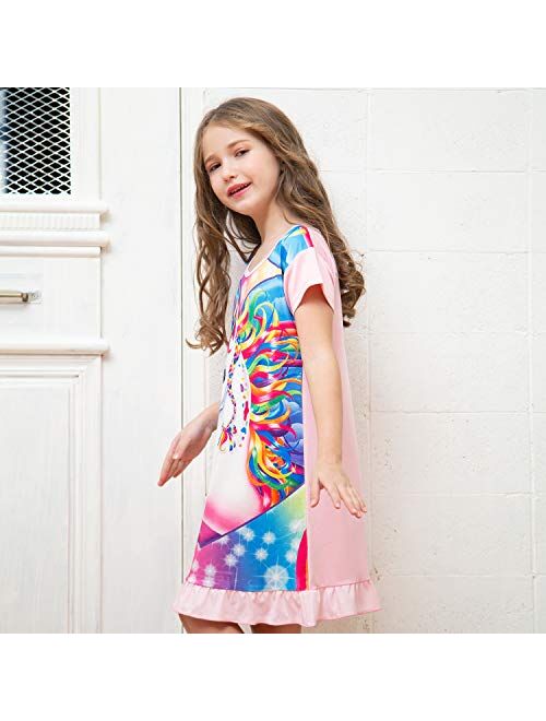 Sylfairy Girls Nightgowns, Unicorn Nightgown Princess Pajama Dresses for Girls Sleepwear Nightie