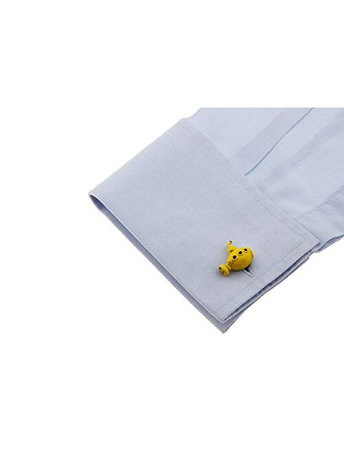 MRCUFF Submarine Yellow Sub Pair Cufflinks in a Presentation Gift Box & Polishing Cloth