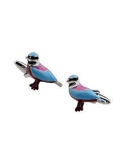 MRCUFF Bird Colorful Bluejay Birds Sunbird Pair Cufflinks in a Presentation Gift Box & Polishing Cloth