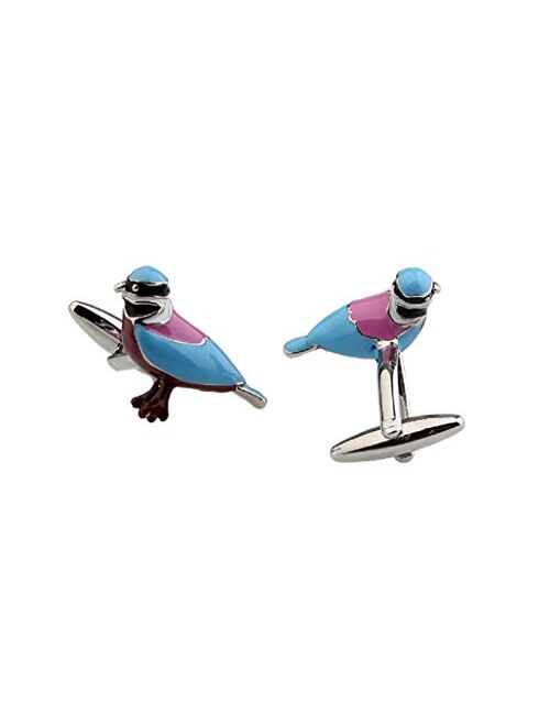 MRCUFF Bird Colorful Bluejay Birds Sunbird Pair Cufflinks in a Presentation Gift Box & Polishing Cloth