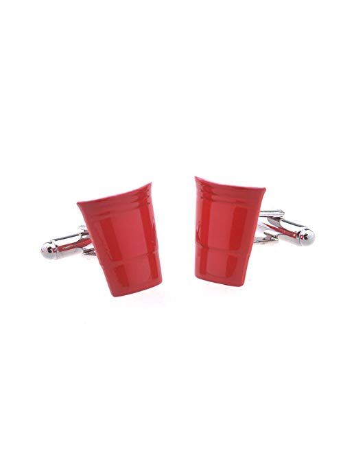 MRCUFF Red Party Plastic Cup not Solo but a Pair of Cufflinks in Presentation Gift Box & Polishing Cloth