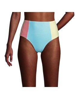 High-Waist UPF 50 Seersucker Bikini Bottoms