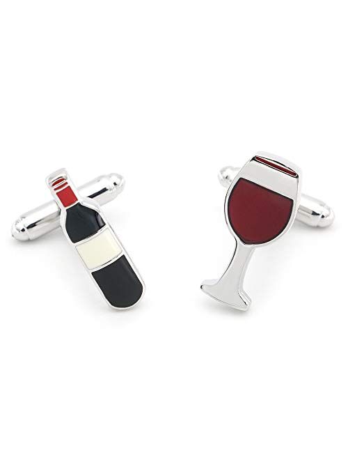 Wine Bottle and Glass Cufflinks