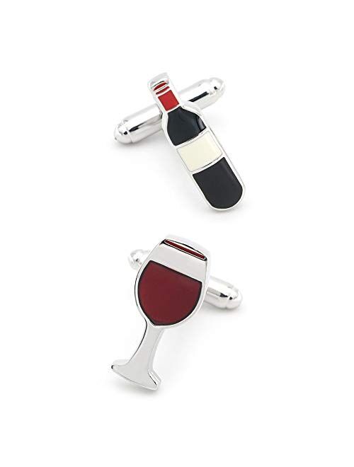 Wine Bottle and Glass Cufflinks
