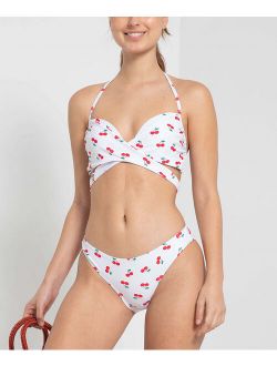 White Cherry Wrap Bikini Top & Bottoms - Women