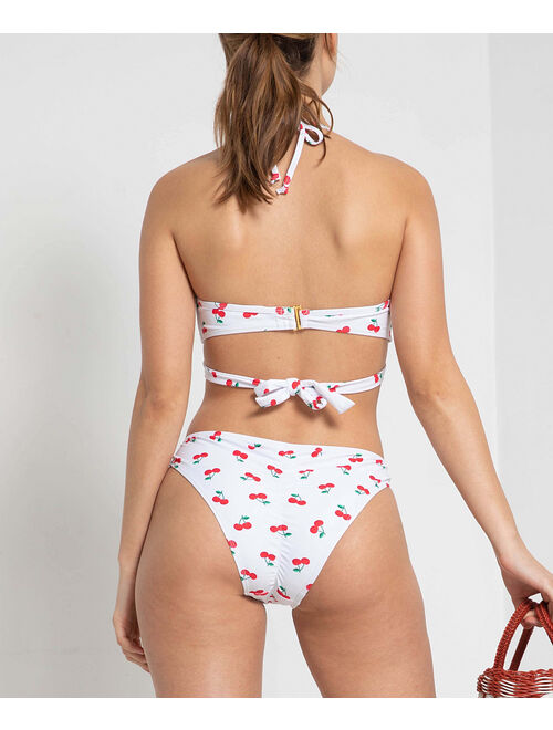 Marina West White Cherry Wrap Bikini Top & Bottoms - Women