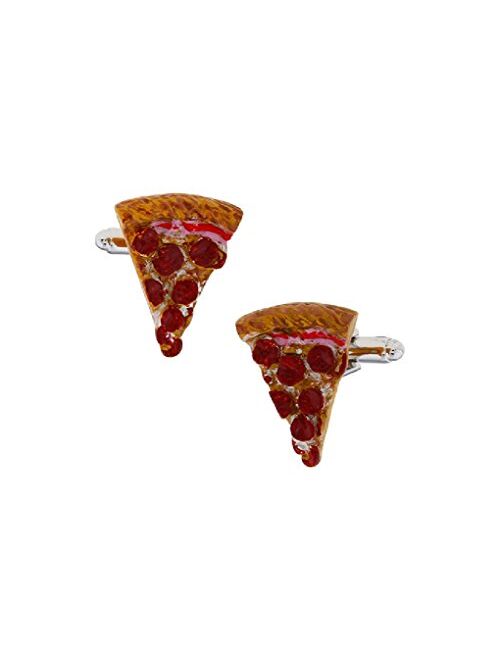 MRCUFF Pizza Slice Pair Cufflinks in a Presentation Gift Box & Polishing Cloth