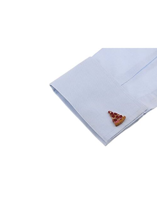 MRCUFF Pizza Slice Pair Cufflinks in a Presentation Gift Box & Polishing Cloth