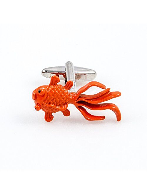MRCUFF Fancy Goldfish Fish Koi Pair Cufflinks in a Presentation Gift Box & Polishing Cloth